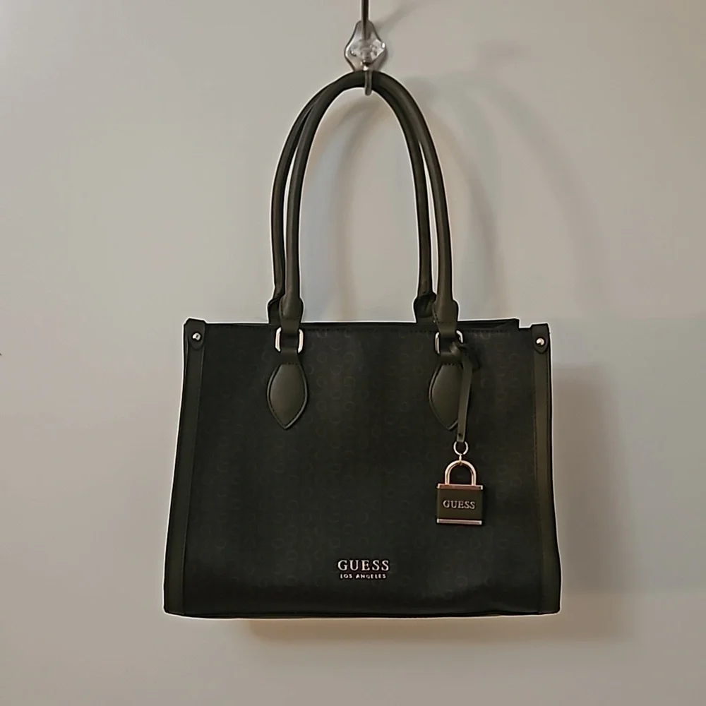 GUESS 1990s Olive Trim Oak Park Logo Tote Handbag